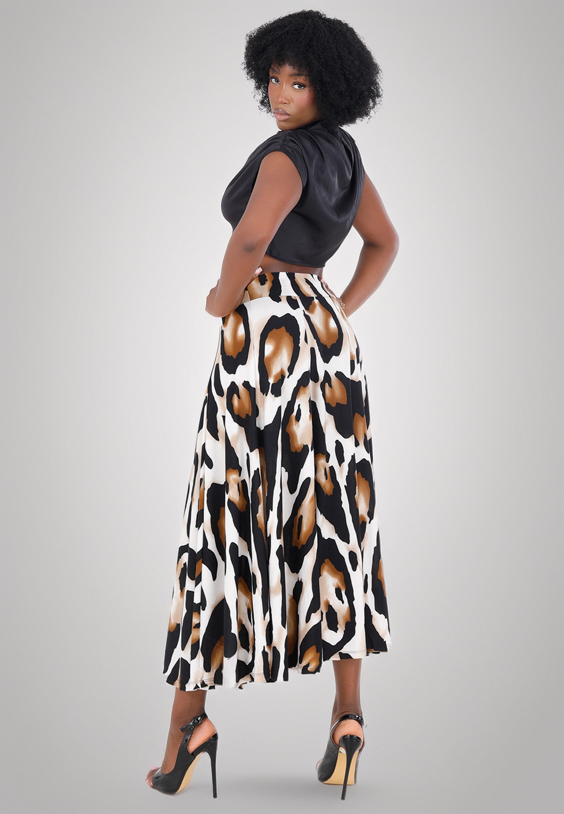YC Fashion & Style Midirock High-Waist mit Animal-Print – Fließend, elegant und bequem mit allover Print