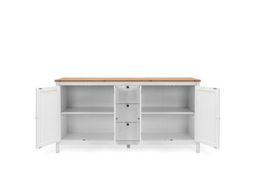 Finori Sideboard Sideboard "Juno", Weiß / Artisan Oak, breit