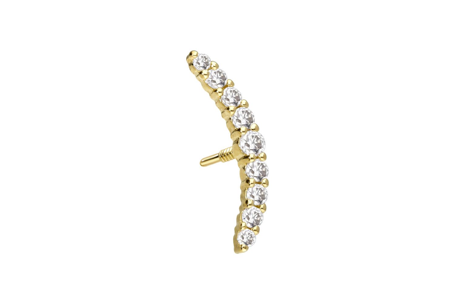 Piercing-Set 14 Karat Gold Schraubaufsatz mit Außengewinde MOISSANIT-BOGEN