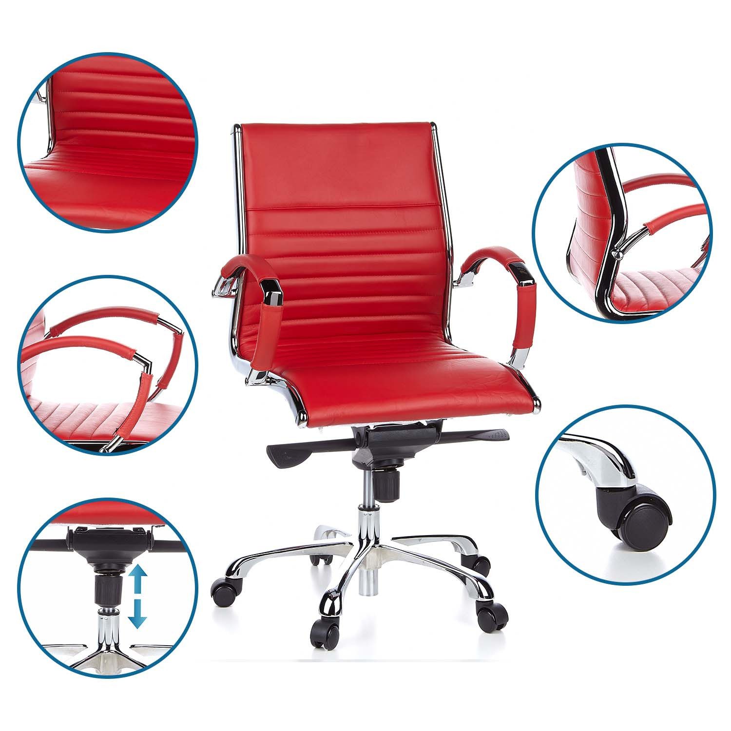 hjh OFFICE Chefsessel Profi Chefsessel PARMA 10 Leder mit Armlehnen, Drehstuhl Bürostuhl ergonomisch