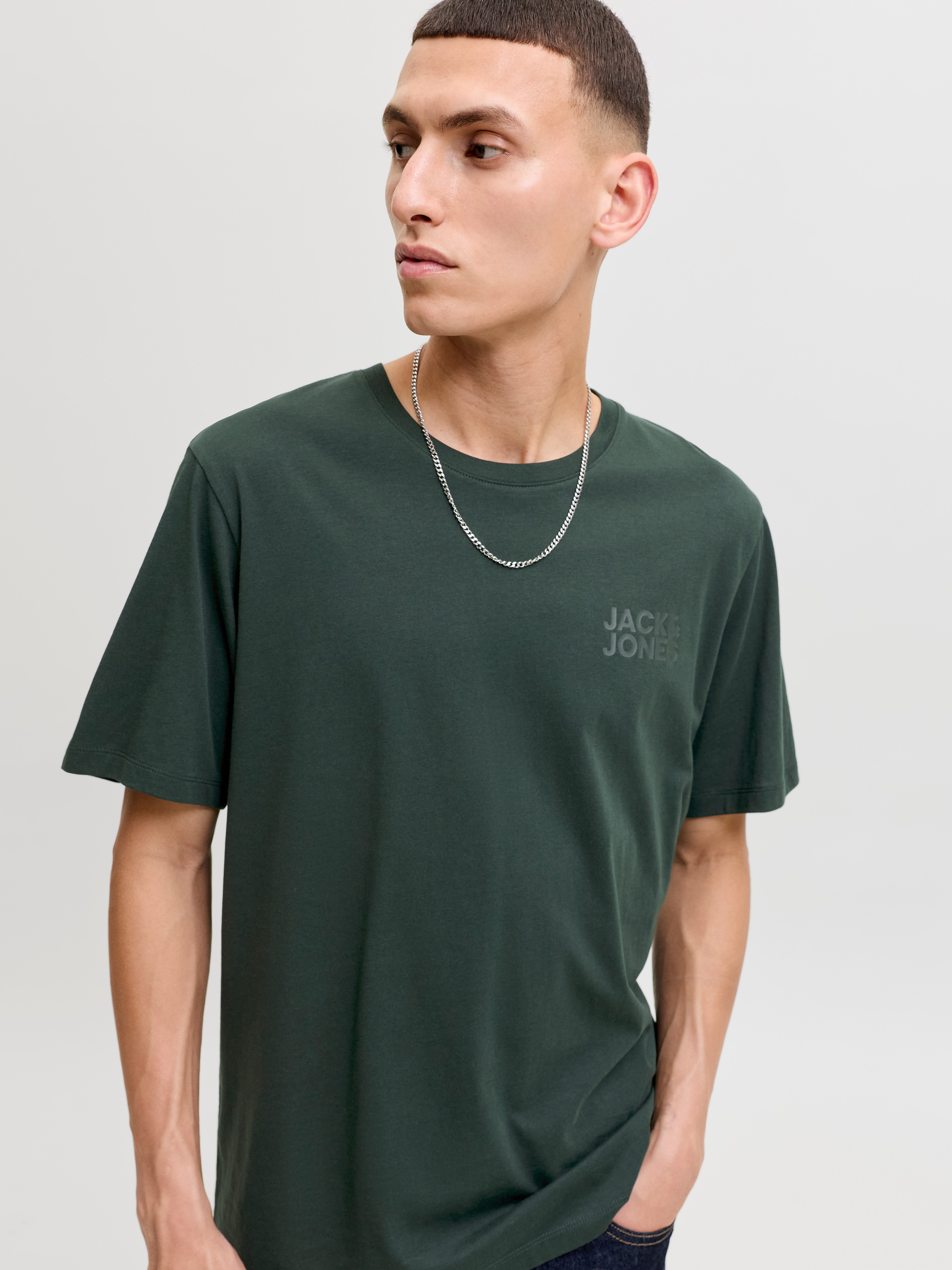 Jack & Jones T-Shirt JJECORP Herren-Tee mit figurbetonter Silhouette bedruckt, modisch, schmal, Baumwolle, Rundhals