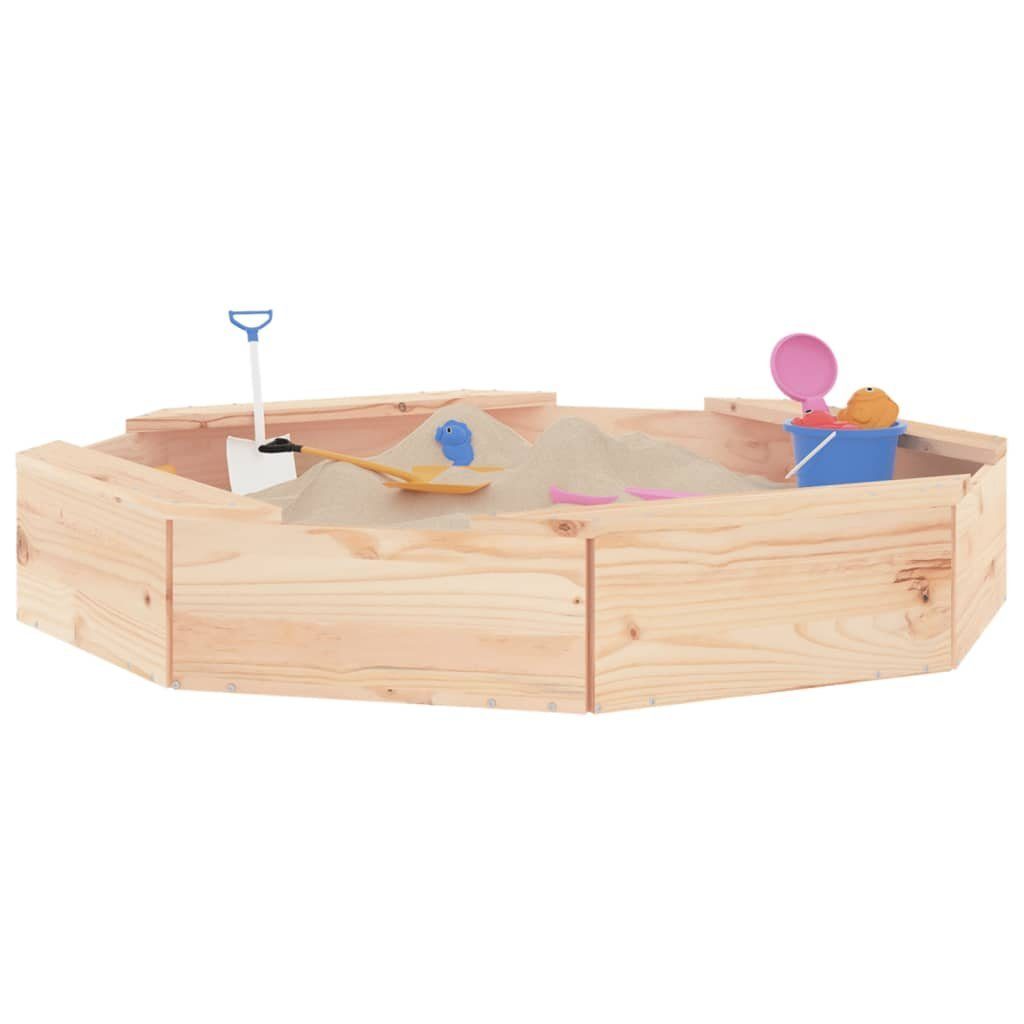vidaXL Sandkasten 111 x 111 x 20 cm Sandkasten mit Sitzen Achteck Massivholz Kiefer
