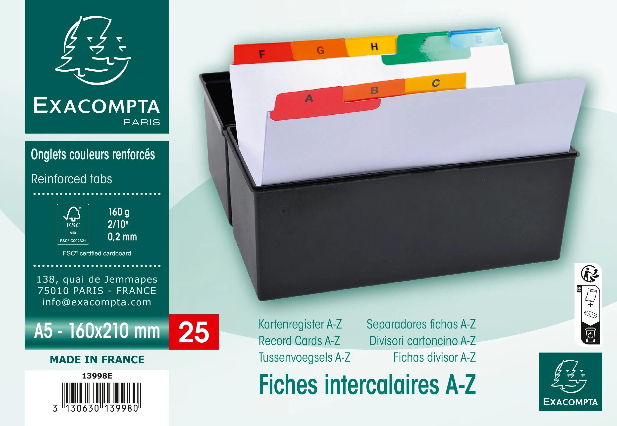 EXACOMPTA Aktenordner 10x Set Trennblätter Karton 160 g/m2 160x210 mm Weiß 13998E, Register