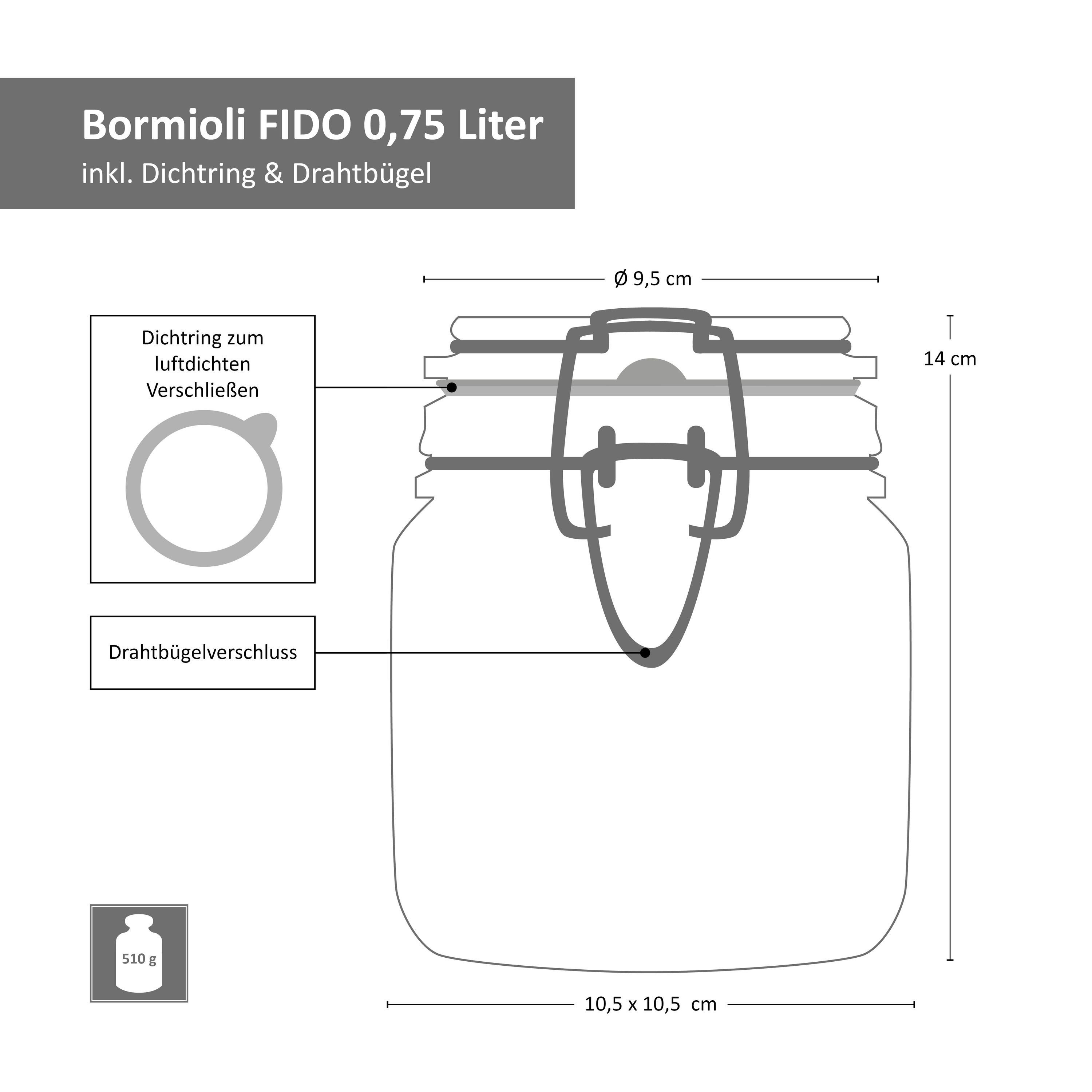 MamboCat Vorratsglas + Fido Rezeptheft, Einmachgläser Glas incl. + 0,5L Set 1,0L 3tlg. 0,75L