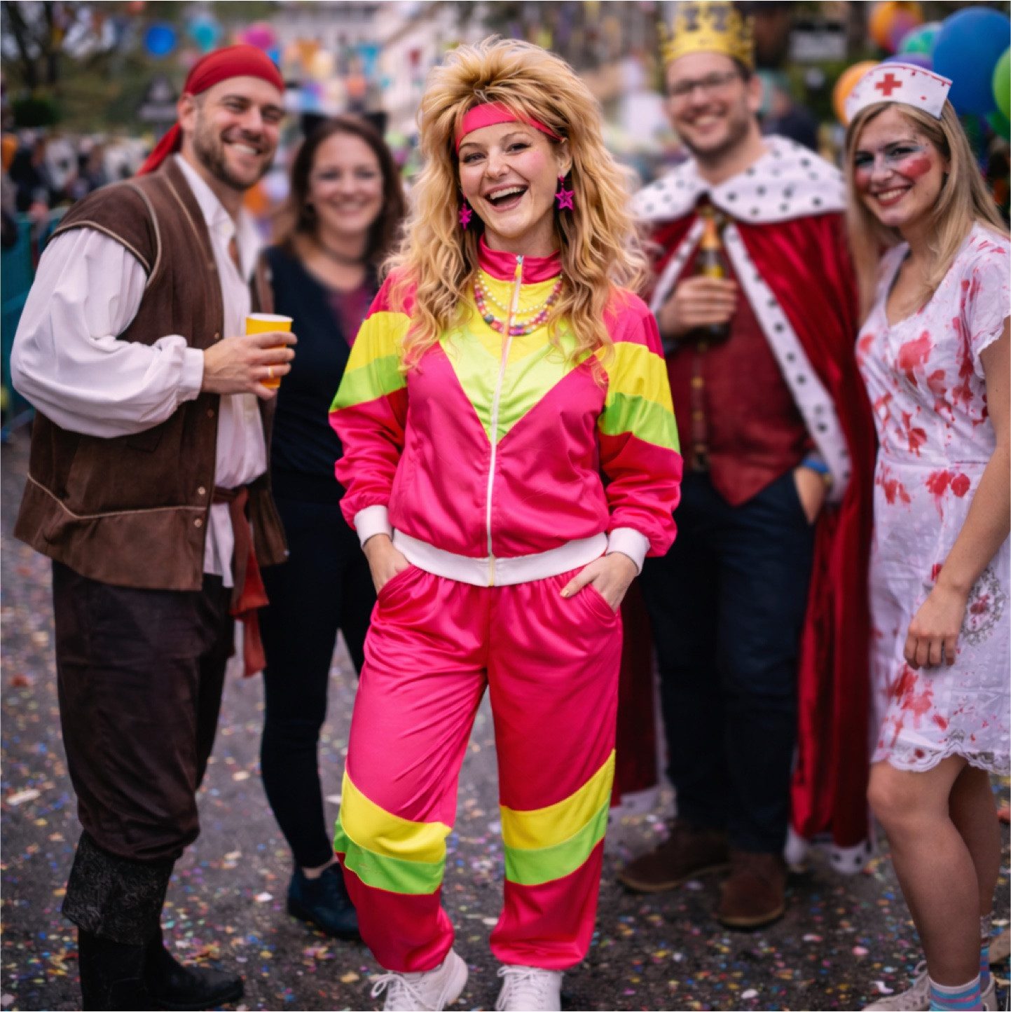 TK Gruppe Kostüm Overall Retro – 80er-Jahre Kostüm im klassischen Vintage-Look Fasching