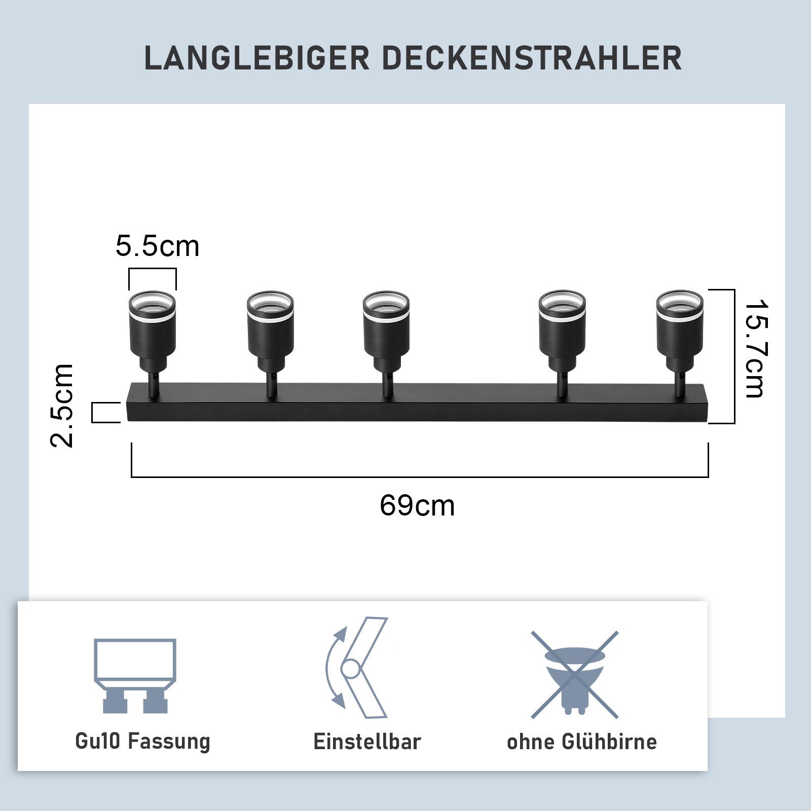 ZMH Deckenstrahler 5 Flammig Schwenkbar 355° günstig online kaufen