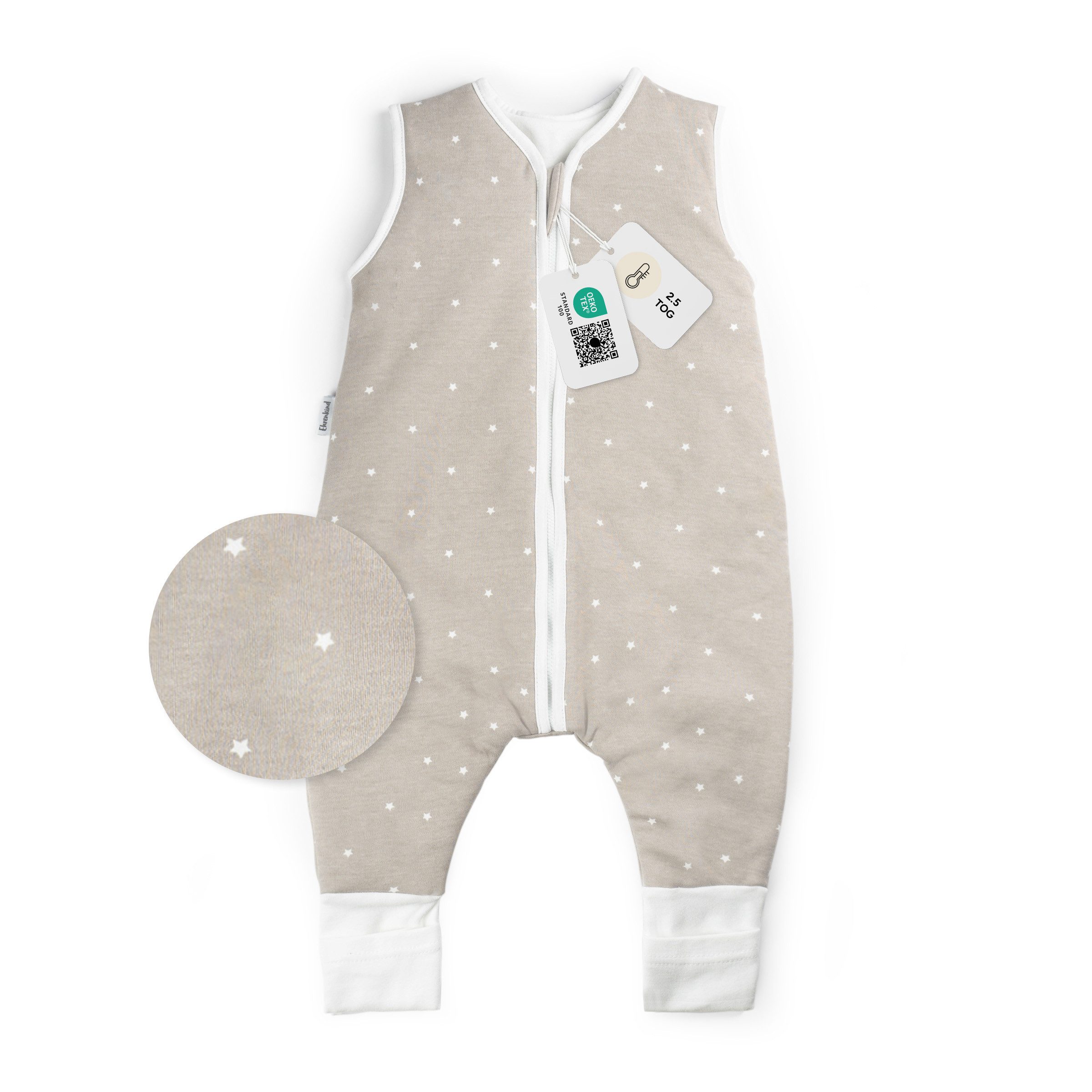Babyschlafsack Sommer Schlafsack mit Füßen, Bio-Baumwolle, 1 TOG