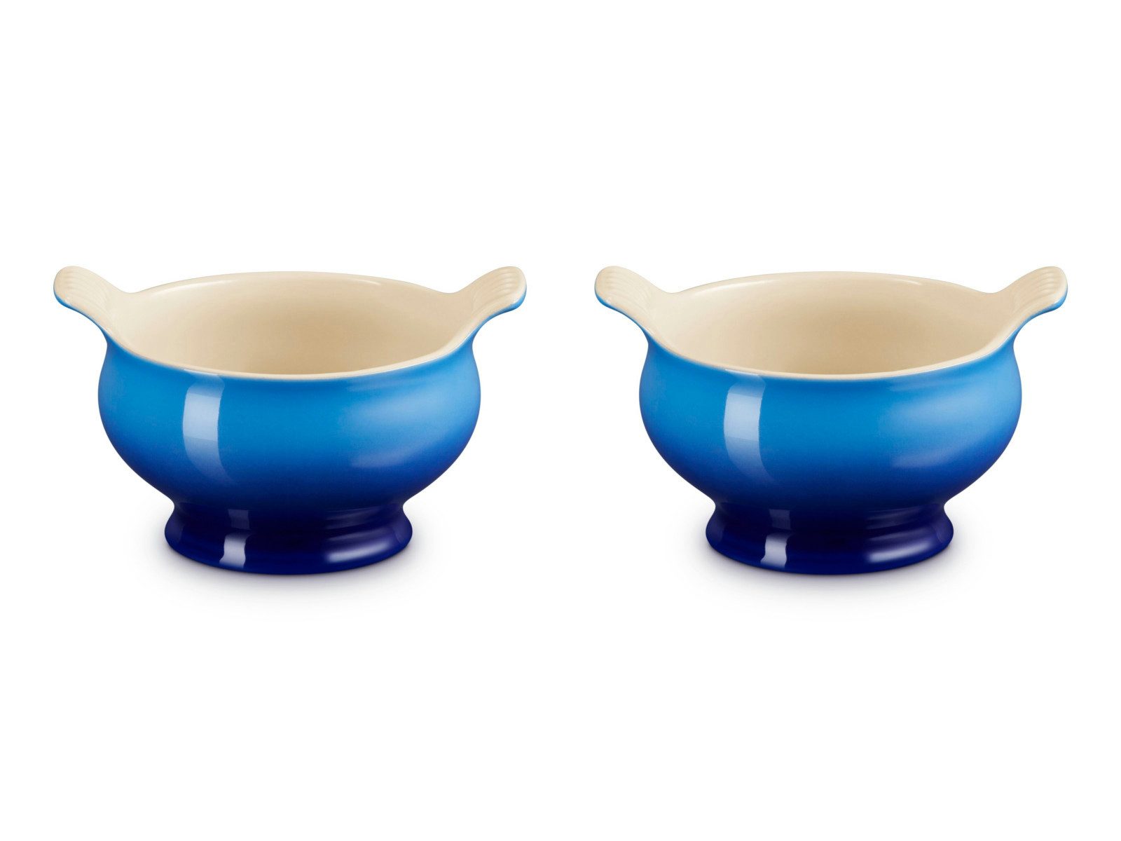 LE CREUSET Schüssel Suppenterrine Tradition azure 0,6l 2er Set, Steinzeug, (Terrinen)