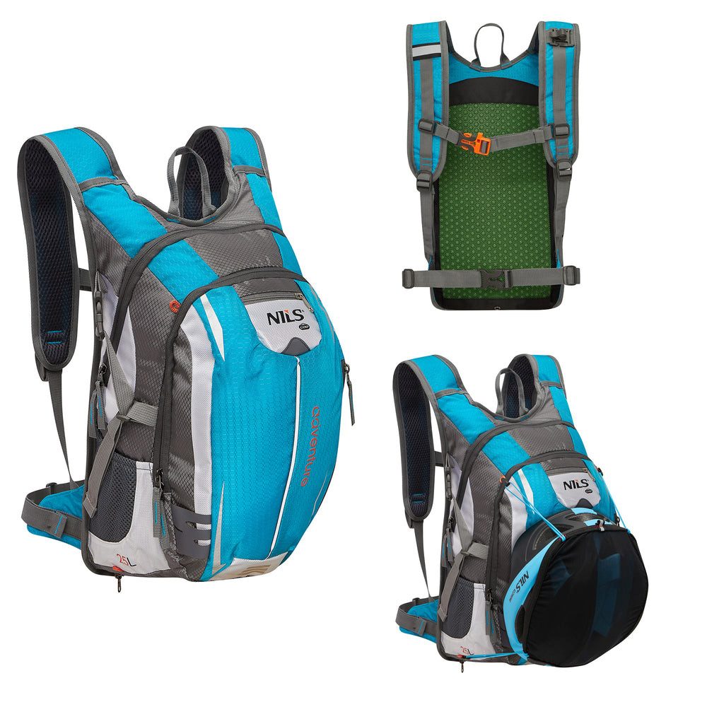 NILS CAMP Trekkingrucksack Wanderrucksack Fahrradrucksack Tagesrucksack (Spar-Set, 1-tlg., 46 x 26 x 23 cm leicht), 25 l, Trinkbeutelfach, Reflektoren, Pfeife