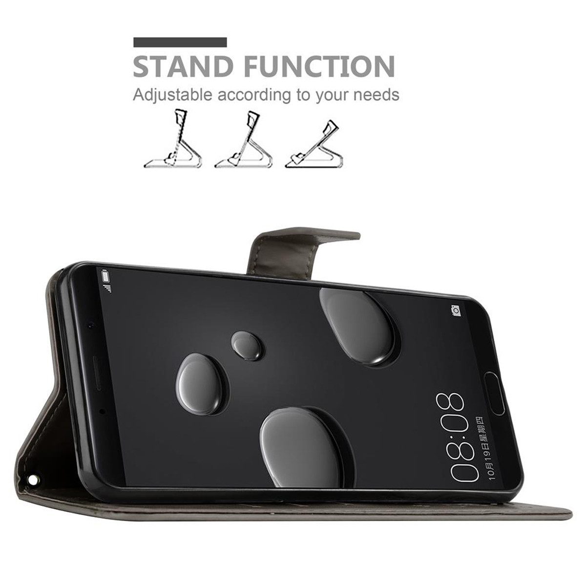 Cadorabo Handyhülle für Huawei MATE 10 Hülle Huawei MATE 10 / NOVA 2i, Hülle Schutzhülle Blumen Flower mit Standfunktion Kartenfach Magnet