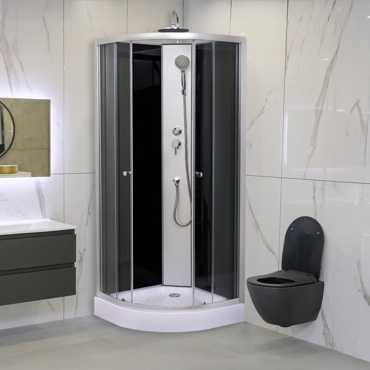 Aloni Eckdusche SK2401, 1-tlg., Aloni Komplette Duschkabine Komplettdusche günstig online kaufen