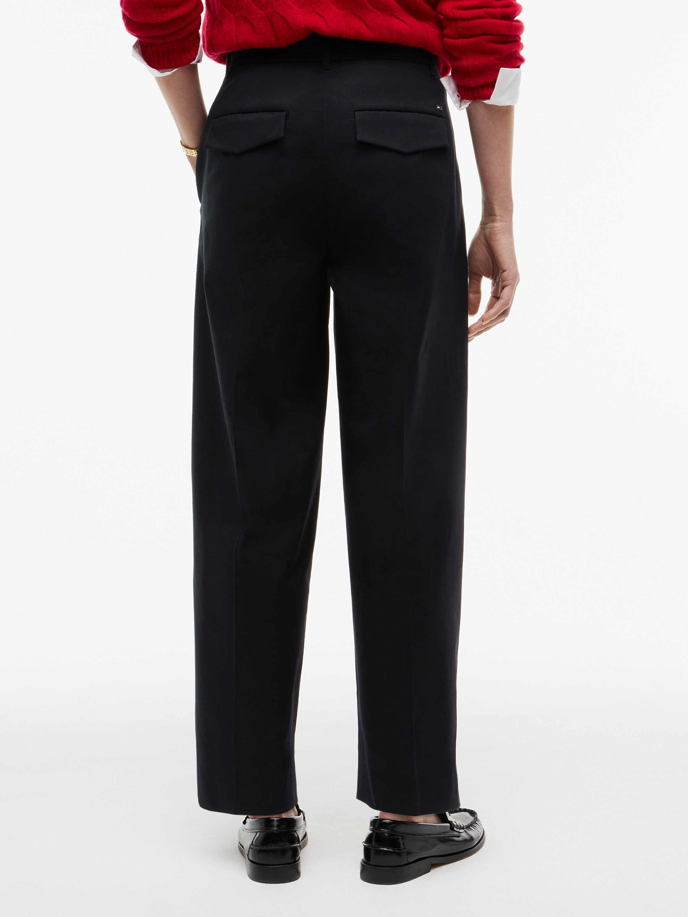 Tommy Hilfiger Chinohose COTTON BARREL PLEATED CHINO Baumwollmix, Mid Rise, Tapered