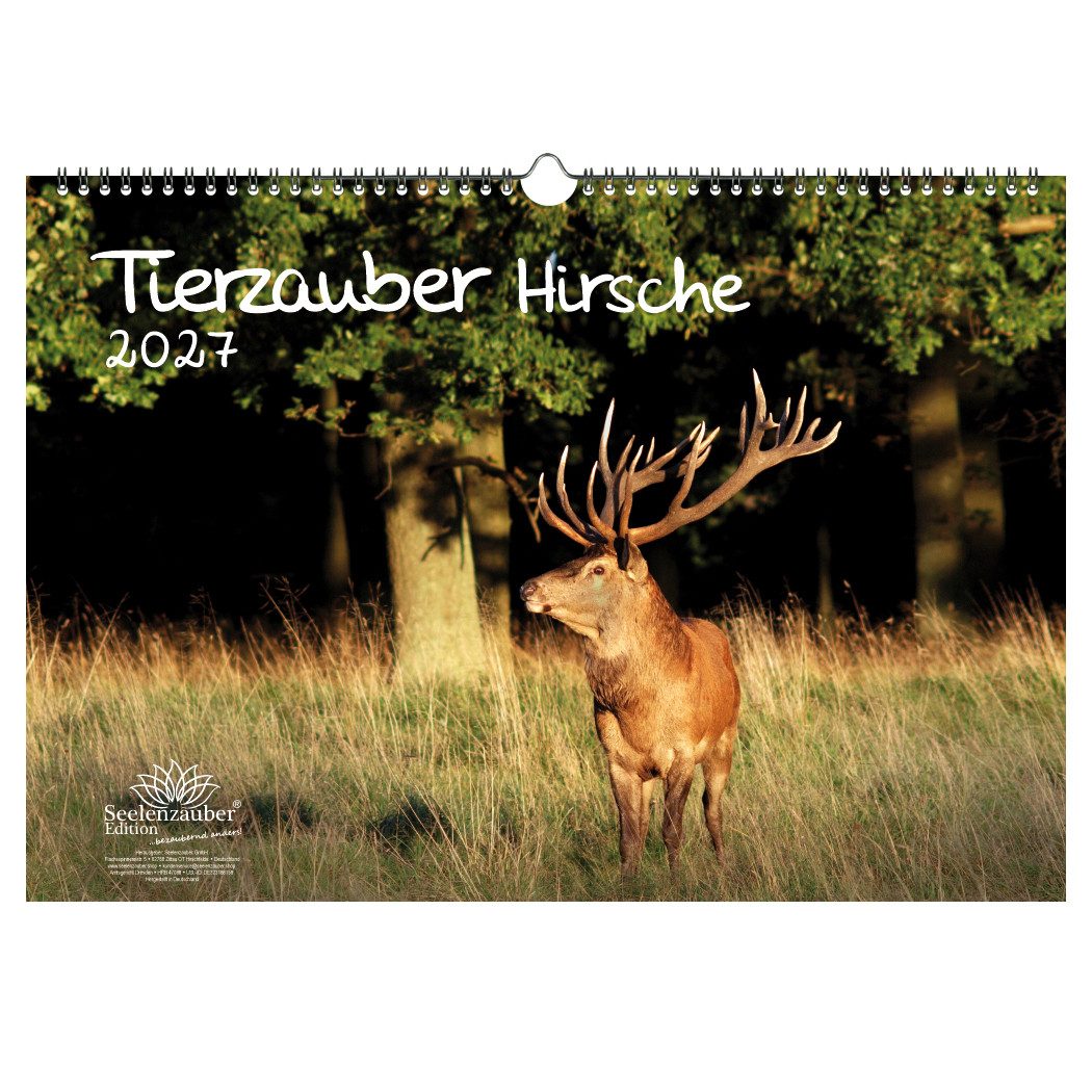 Seelenzauber Wandkalender Tierzauber Hirsche DIN A3 Kalender für 2027 - Seelenzauber