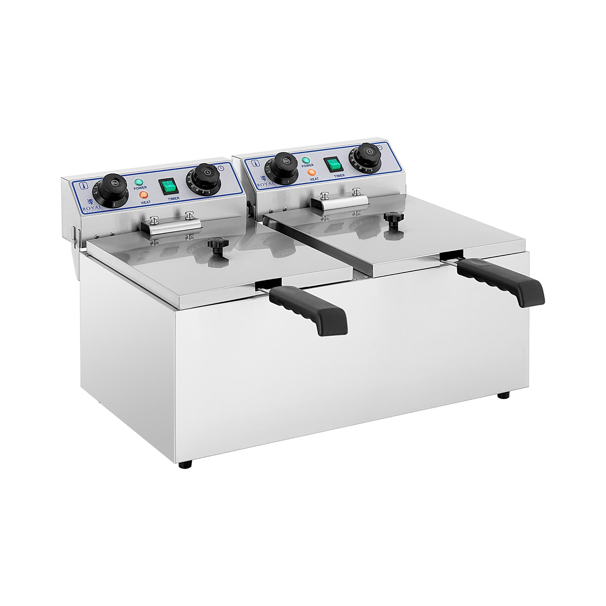 Royal Catering Fritteuse RCTF 13DH, 2X13 TIMERFRITEUSE / FR, 6400 W, 2 x 13 L Doppel mit Timerfunktion (60 Min) Kaltzone