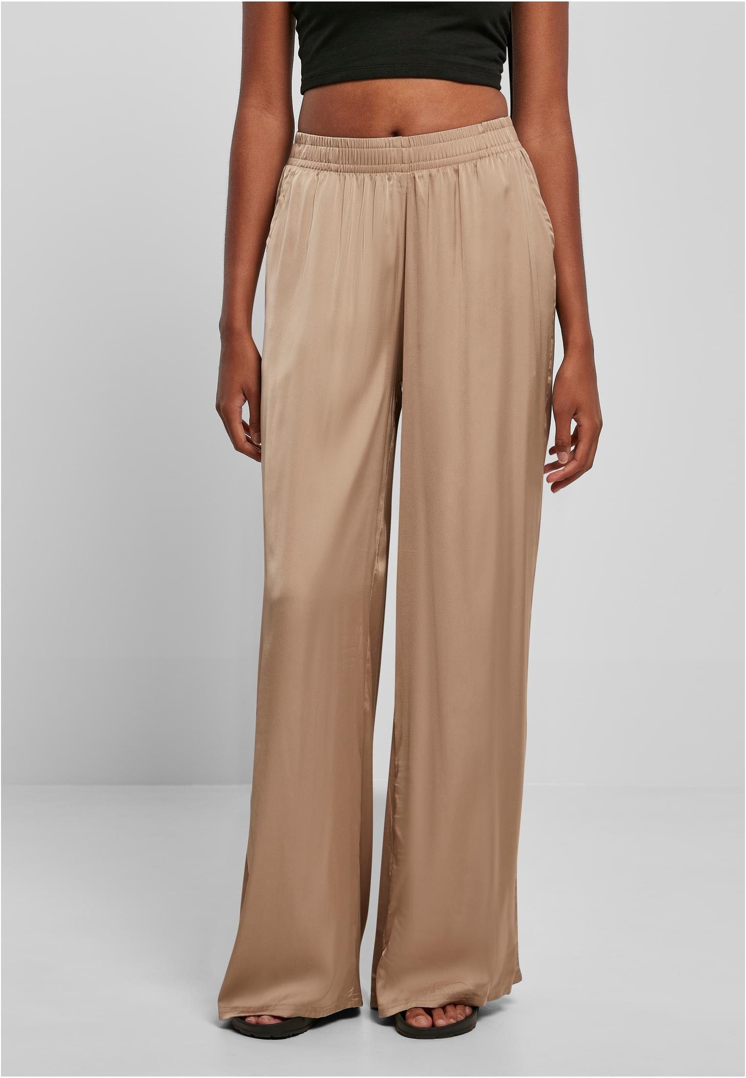 URBAN CLASSICS Stoffhose Damen Ladies Satin Wide Leg Pants (1-tlg), Ideale  Hose für das ganze Jahr