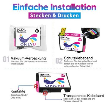 MOOHO für EPSON 502XL 502 XL Tintenpatrone (Multipack, XP-5150 5100 WF2860)