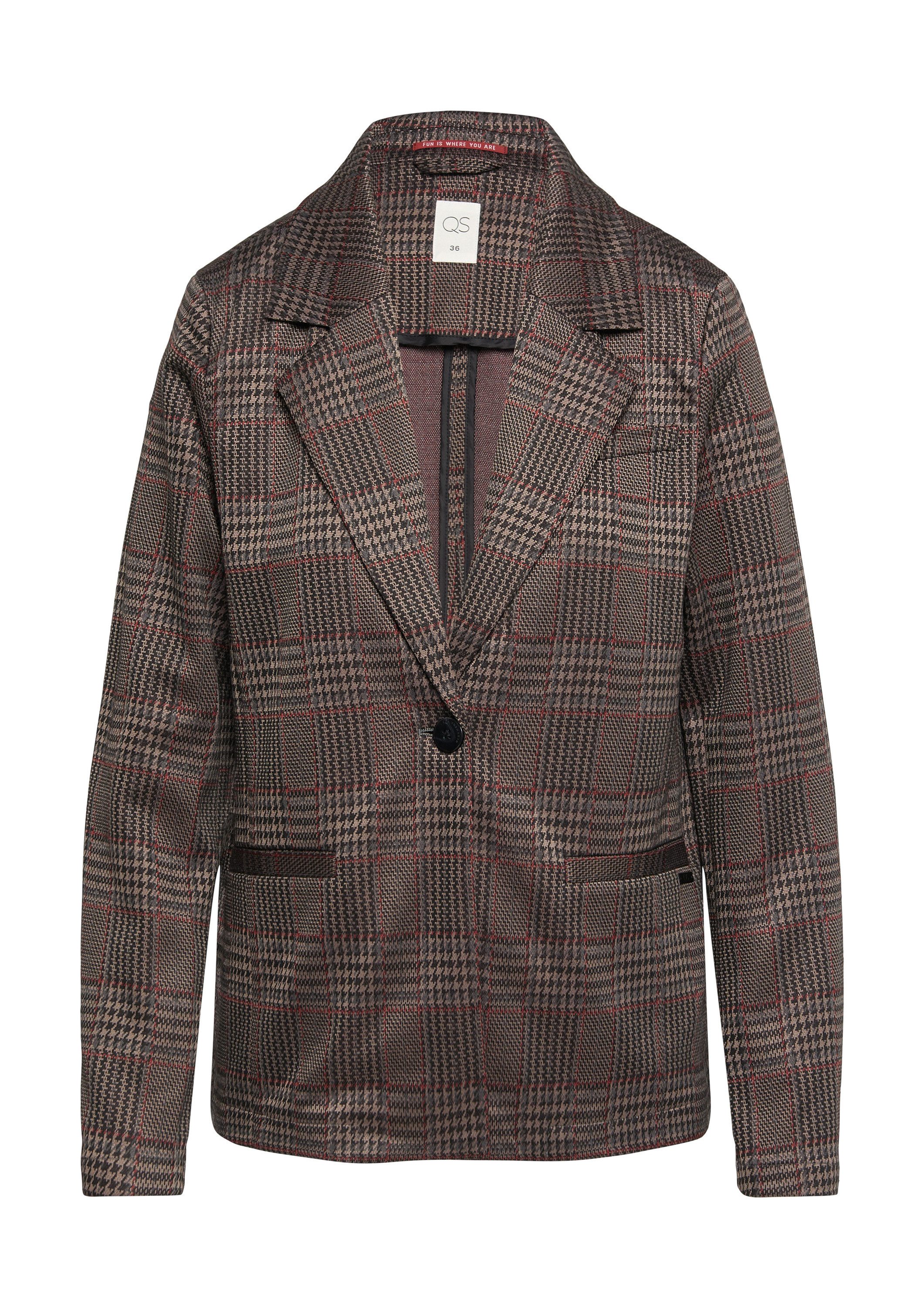 QS Jackenblazer Indoor-Blazer Karierter Blazer aus Viskosemix günstig online kaufen