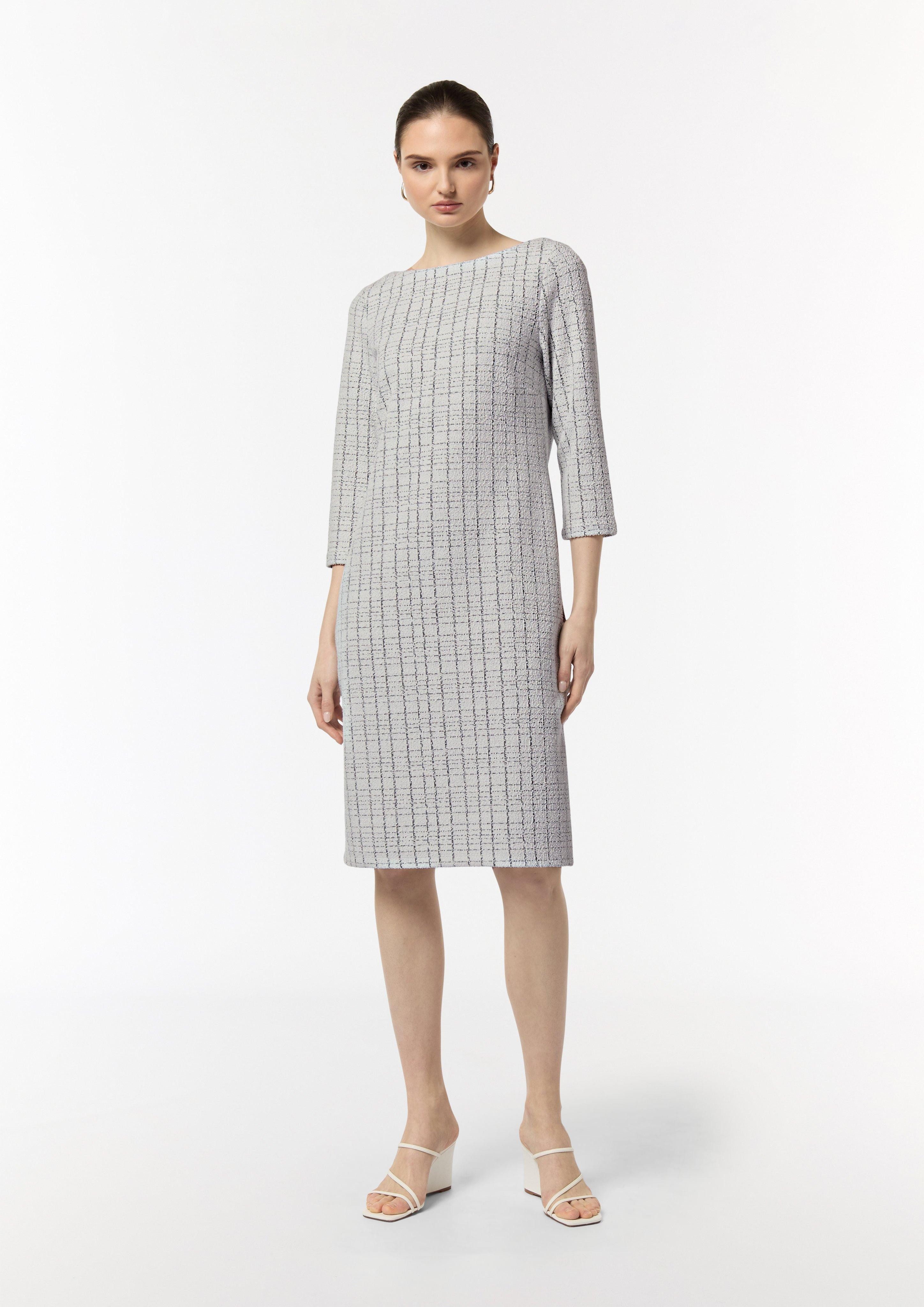 Maxikleid Tweedkleid mit 3/4-Arm