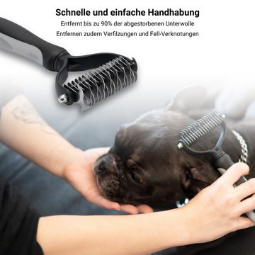 FinoPet Fellbürste Hundebürste / Katzenbürste 17+9 für alle Felltypen, (1-tlg), Extra große Bürstenkopf aus Edelstahl mit einer Breite von 9 cm