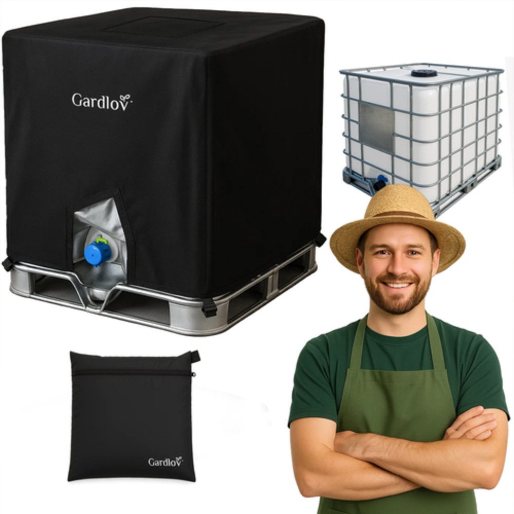 Gardlov Schutzplane 1000L Tankabdeckung Planenabdeckung (Spar-Set, 1-St., Schonwaschgang), 4 Schnallen fixieren die Abdeckung stabil am Container