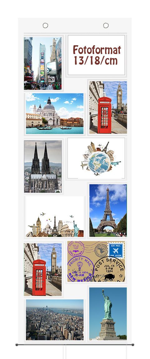 trendfinding Bilderrahmen Collage Fotovorhang mit Ösen für 12 Fotos im Hoch günstig online kaufen