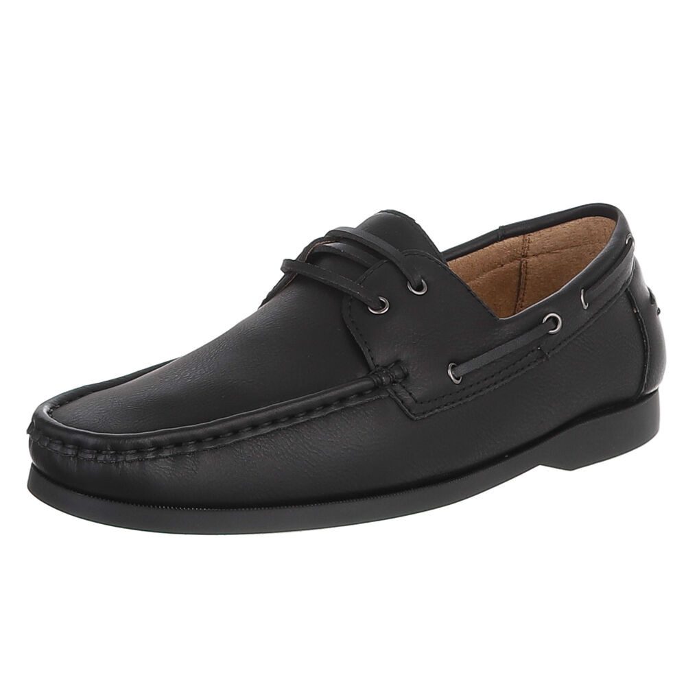 Coolwalk Herren Bootsschuh Mokassin-Design mit Schnürung Schnürschuh (91917955) Flach Schnürer in Schwarz