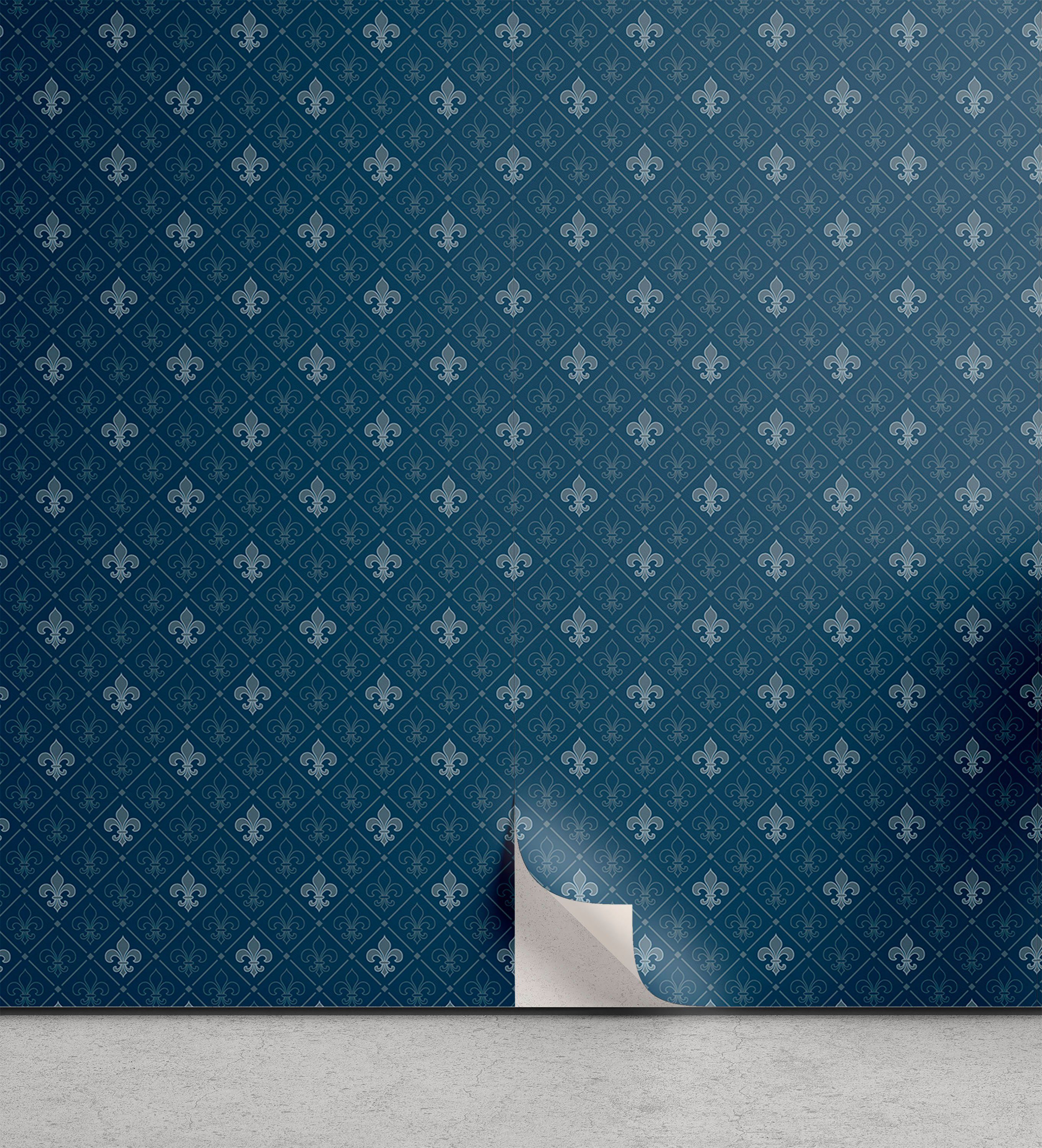 Abakuhaus Vinyltapete selbstklebendes Wohnzimmer Küchenakzent, Fleur De Lis Mittelalter Entwurf