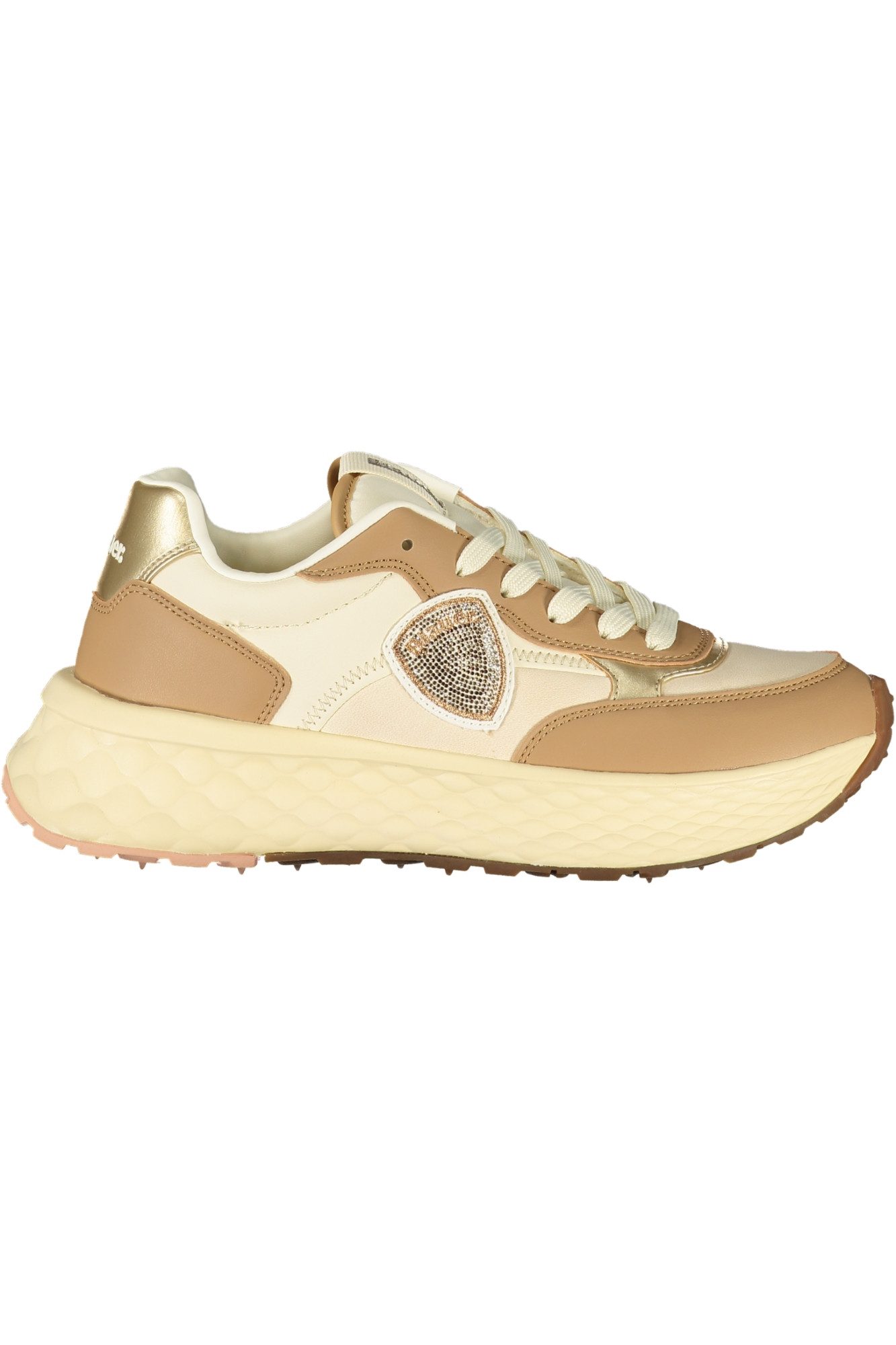 Blauer Sneaker Damen Sportschuh Braun mit Glanzdetails &