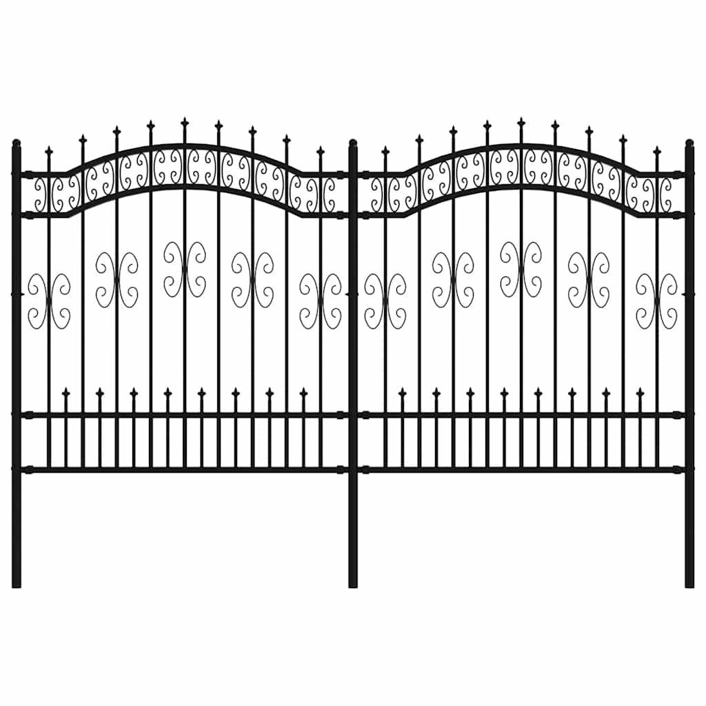 vidaXL Gartenzaun Gartenzaun KAMPEN mit Speerspitze Schwarz 240 x 125 cm Stahl, (1-St)