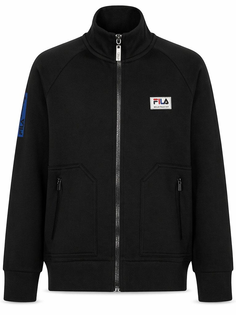 Fila Sweatjacke FILA Jungen Track Jacket FAT0149 Schwarz 146-152 (Einzelartikel, 1-tlg) 80% Baumwolle, weich, hoher Komfort