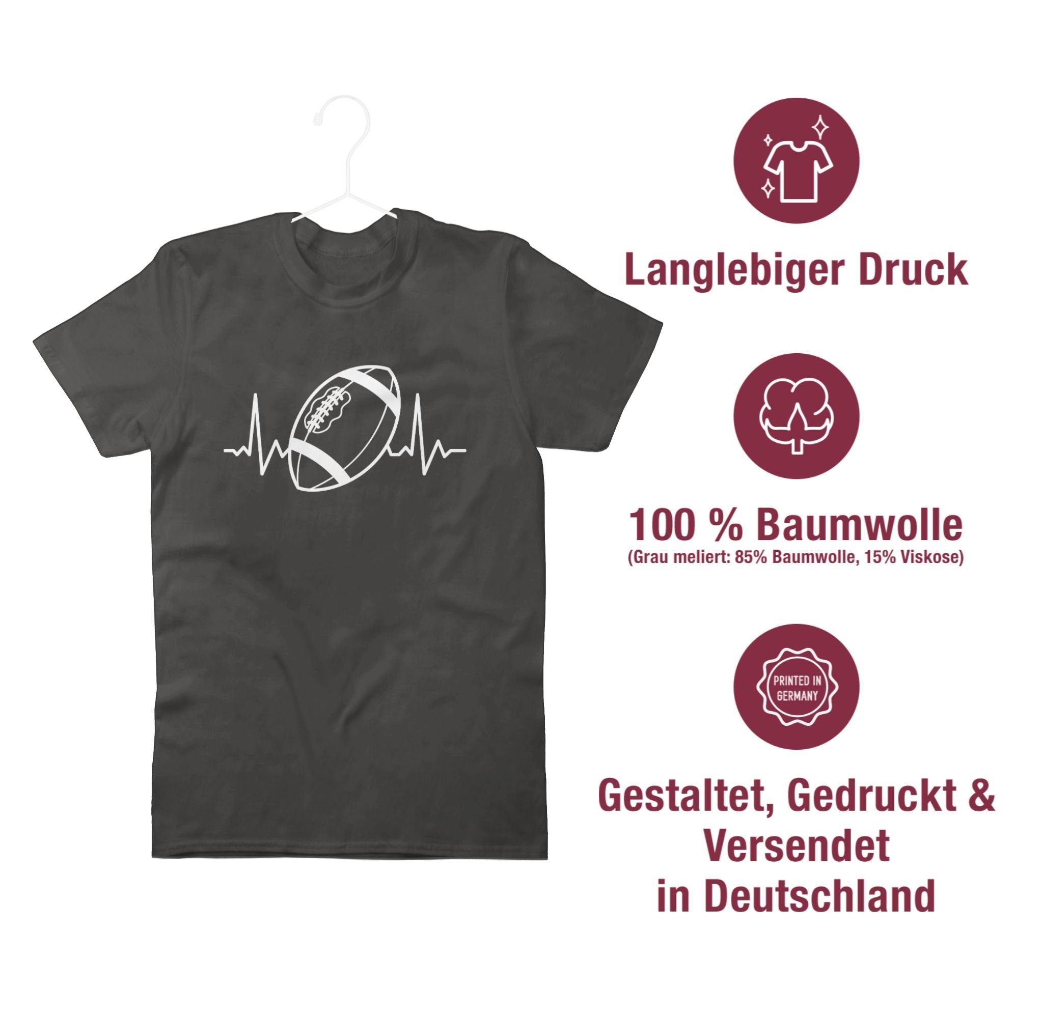 weiß Dunkelgrau - NFL Shirtracer American Football 03 T-Shirt Football Herzschlag