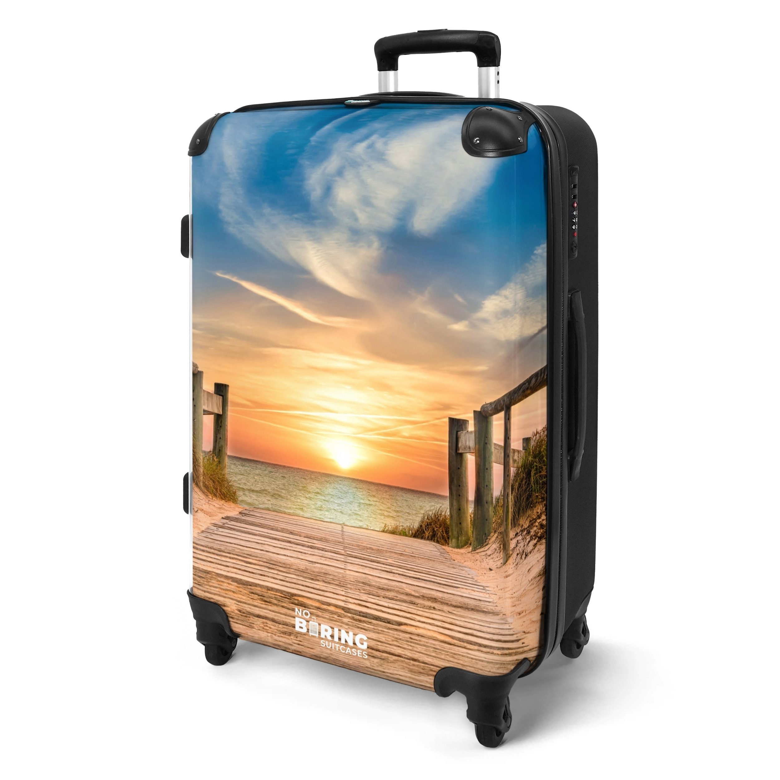 NoBoringSuitcases.com© Hartschalen-Trolley Strandweg bei Sonnenuntergang 67 günstig online kaufen