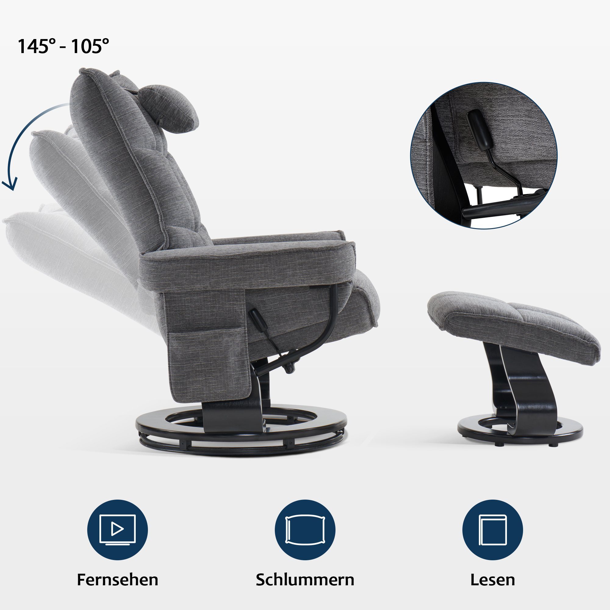 MCombo Relaxsessel MCombo Relaxsessel mit Hocker 9076, mit Relaxfunktion günstig online kaufen