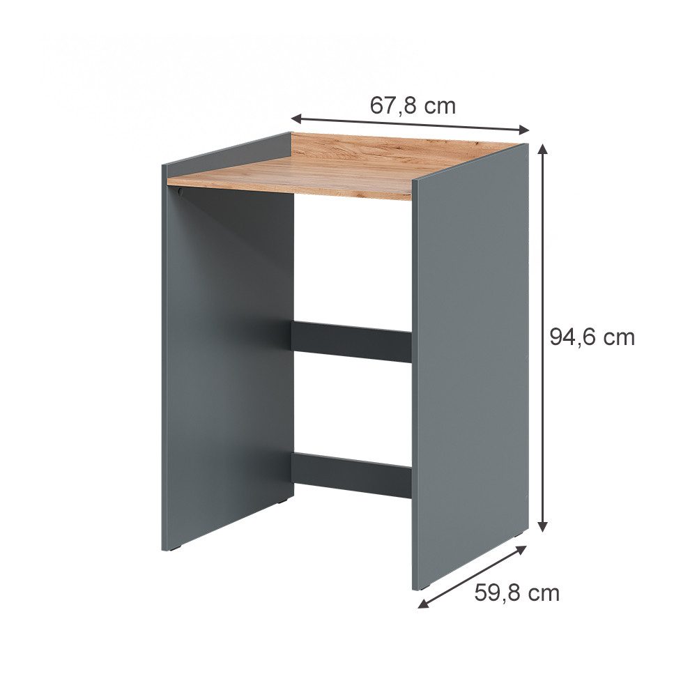 Vicco Waschmaschinenumbauschrank Viktor, Anthrazit/Goldkraft Eiche, 67.8 x 94.6 cm mit erhöhtem Rand (1-St)