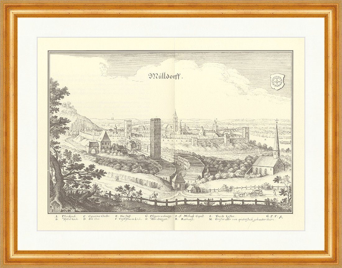BillerAntik Kunstdruck Mülldorff Mühldorf Oberbayern Fürsterzbistum Enklave Merian PP 146 Ger, (1 St)