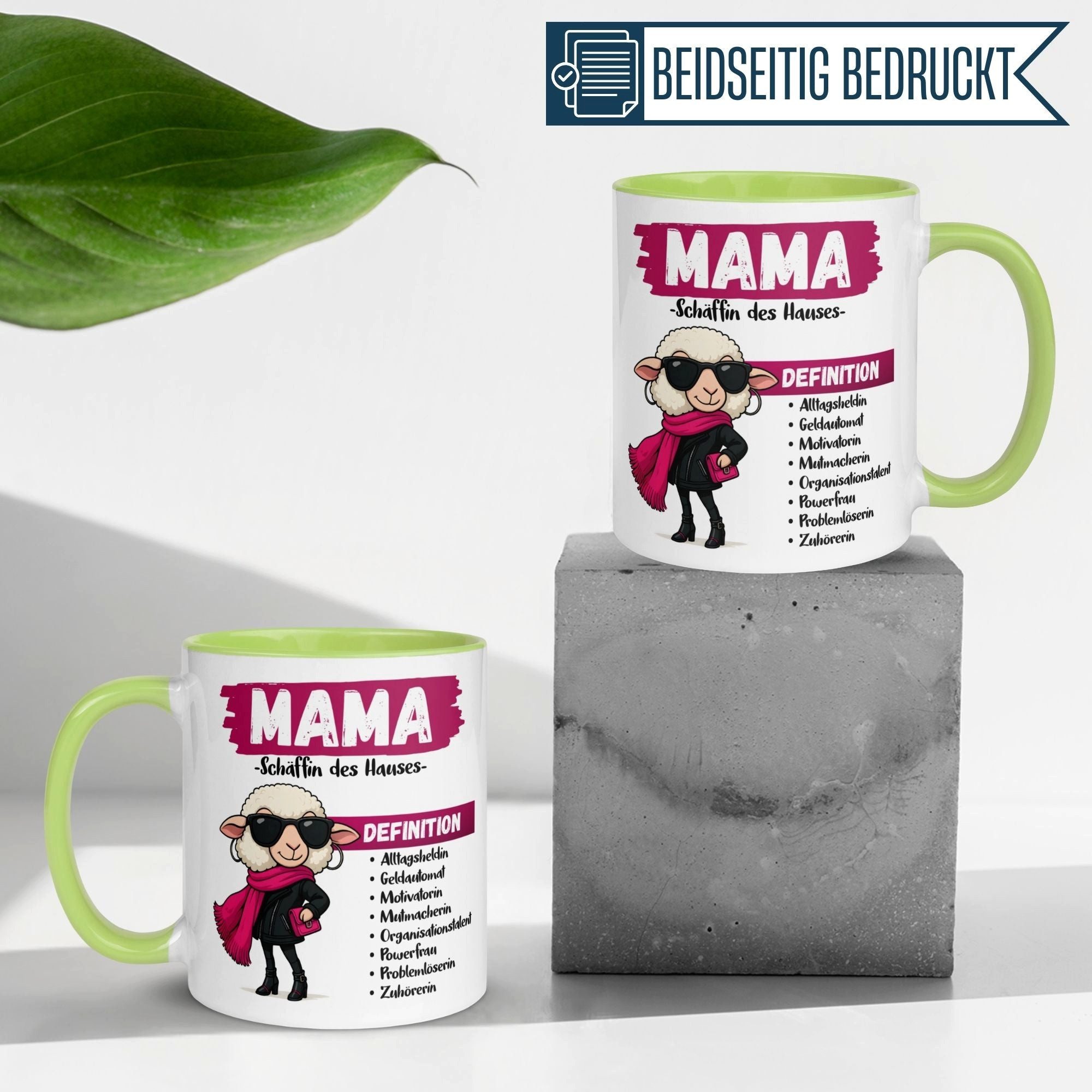 Momentals Tasse Mama – „Schäffin des Hauses“ – Geschenk Becher Geburtstag Muttertag, Gratis Versand · Links-&Rechtshänder · Spülmaschinenfest