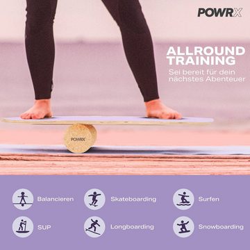 POWRX Balanceboard Balance Board Holz Grün inkl. Rolle, Koordinationstraining, Grün Holz