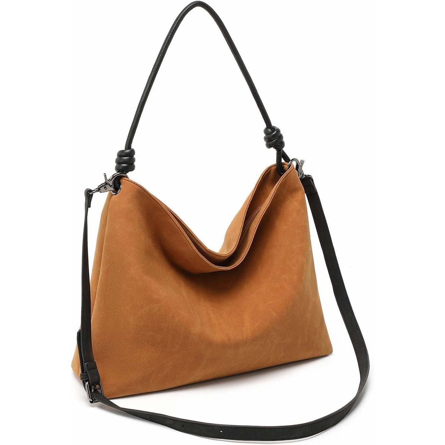 Handtasche Damen Vintage Kunstleder Umhängetasche Wildleder Hobo Tote Bag