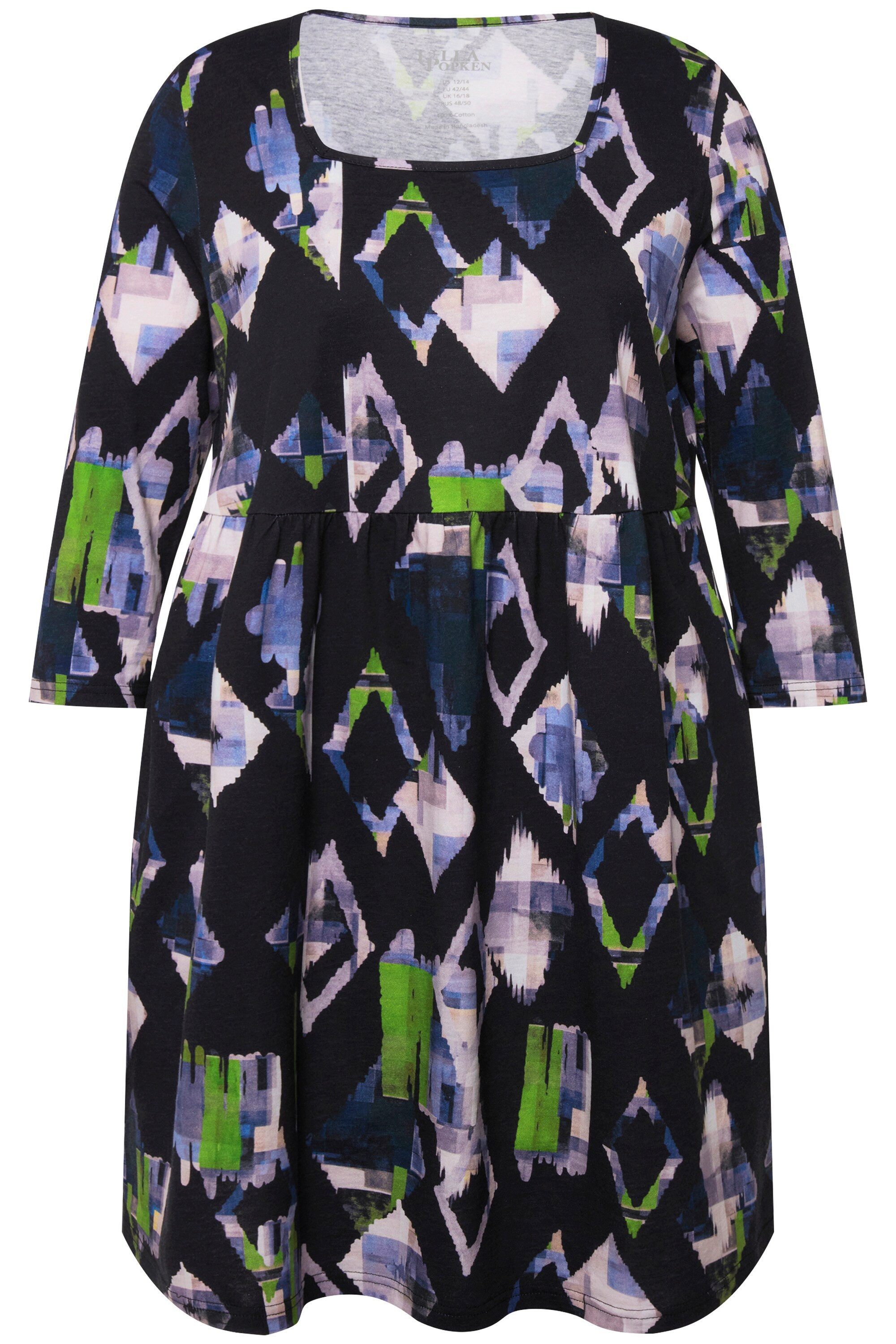 Ulla Popken Longshirt Longshirt A-Linie Carree-Ausschnitt günstig online kaufen
