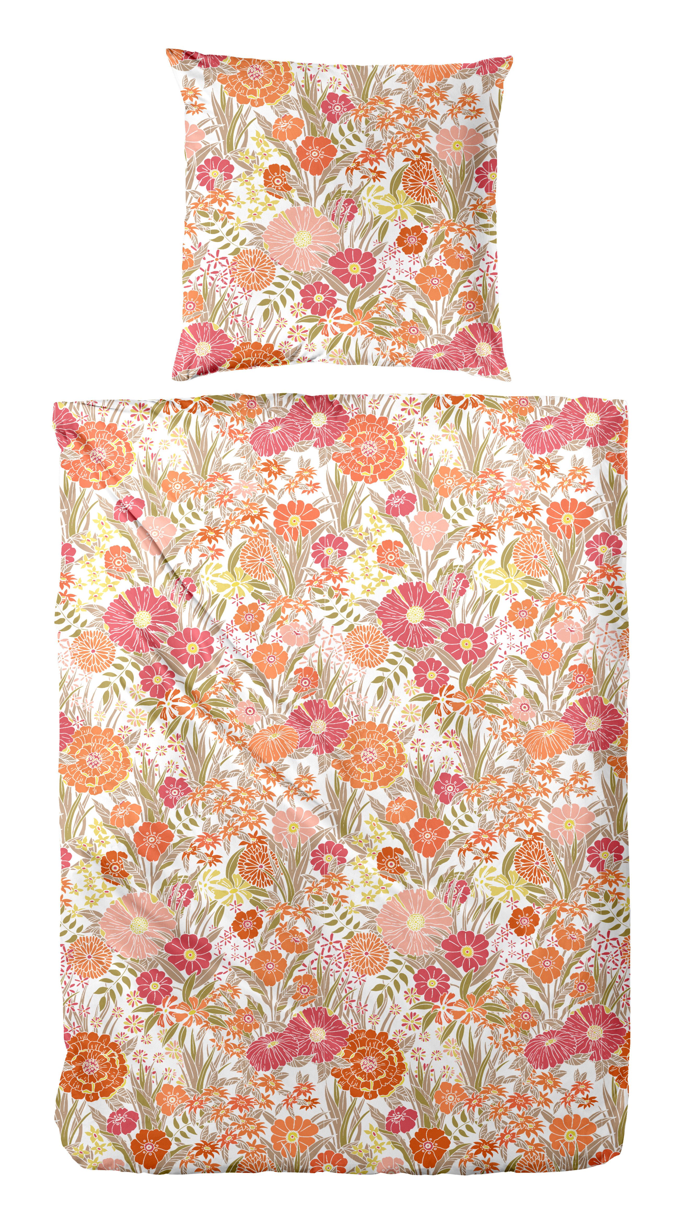 Primera Bettwäsche Perkal-Bettwäsche Wonderful, Perkal, 2 teilig, mit einem lebendigen Blumenmuster