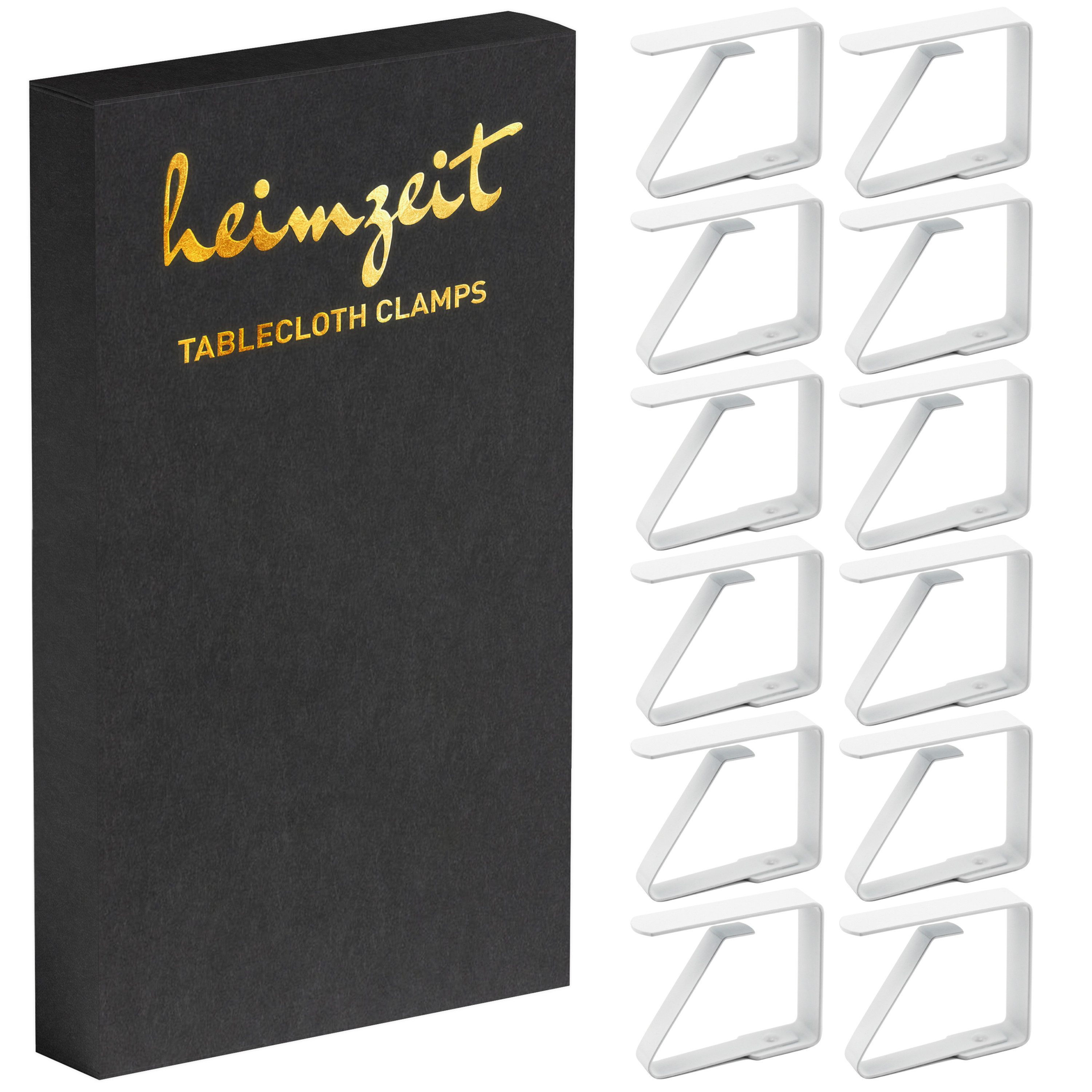 heimzeit Tischtuchklammer Tischdeckenklammern für Platten 3-5 cm, (Set, 12-tlg), Tischklammern für Tischdecke
