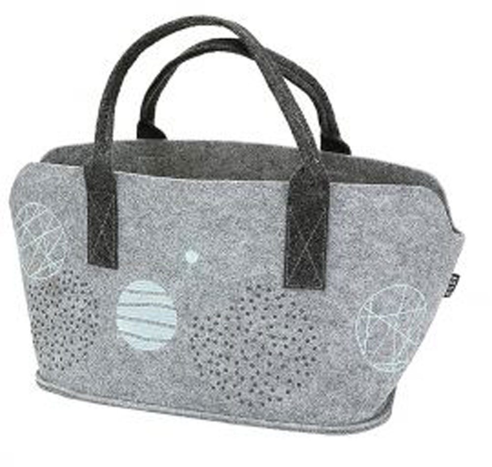 Shopper Filztasche Universe bestickt hellgrau Shopper