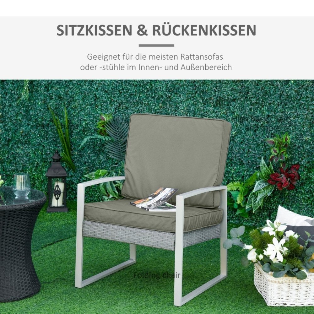 CHICFURN Sitzkissen 2-teilige Stuhlkissen mit Reißverschluss, 7 cm dick, Stoffbezug, waschbar, 56 x 52 cm, dunkelgrau