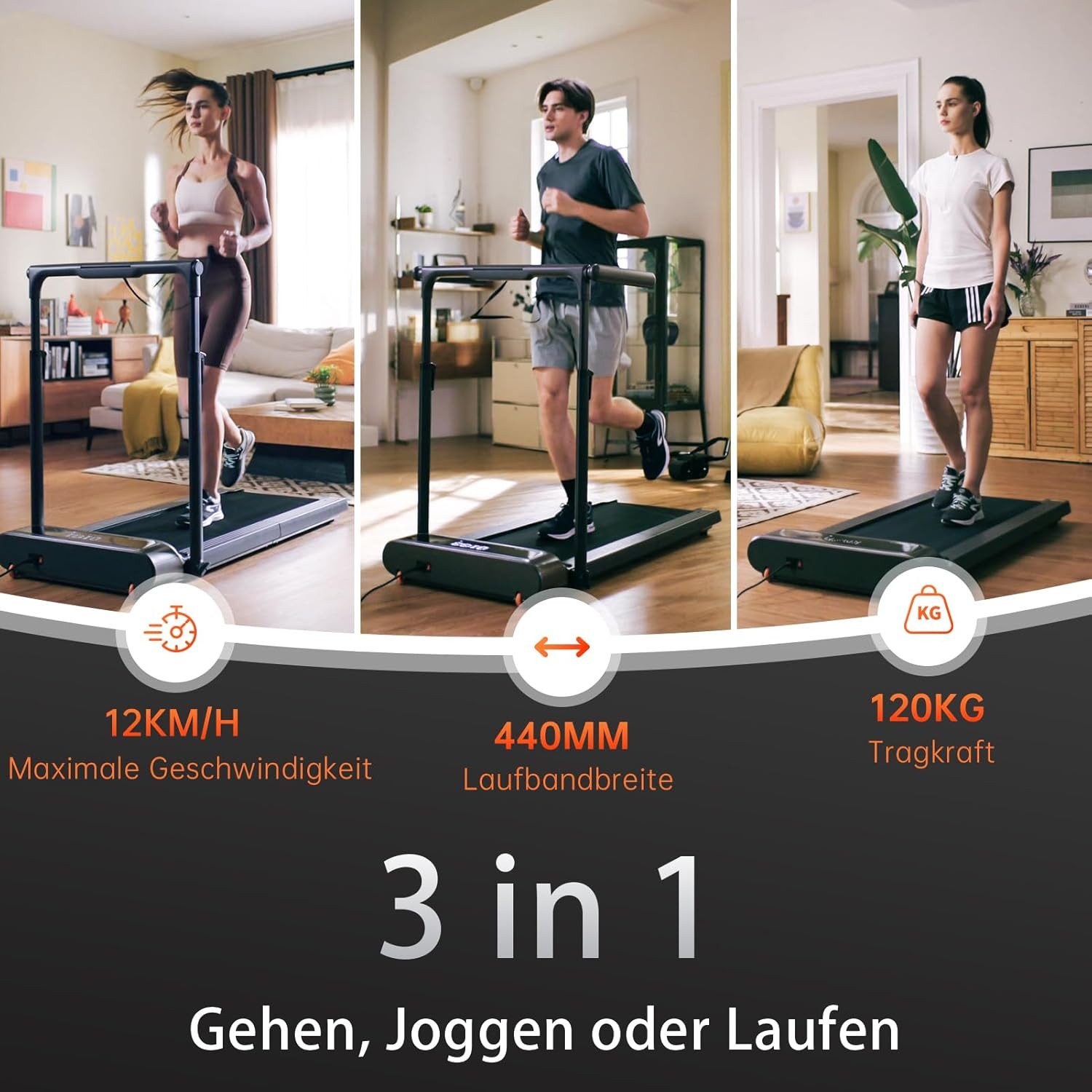 Kingsmith Laufband WalkingPad R3 Hybrid+ Klappbares Laufband, App Steuerung,Doppelfalttechnik,Manueller&automatischer Modus,1-12km/h