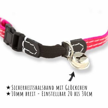 Monkimau Hunde-Halsband Katzenhalsband reflektierend mit Glocke, Nylon, mit Glocke