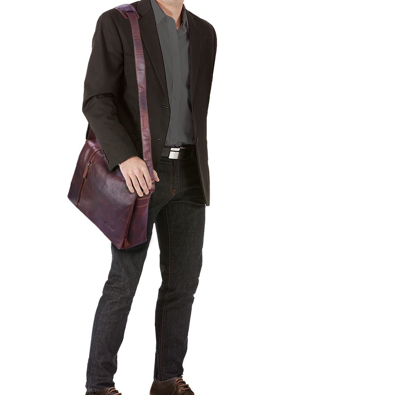 STILORD Schultertasche "Till" Leder Umhängetasche 13 Zoll