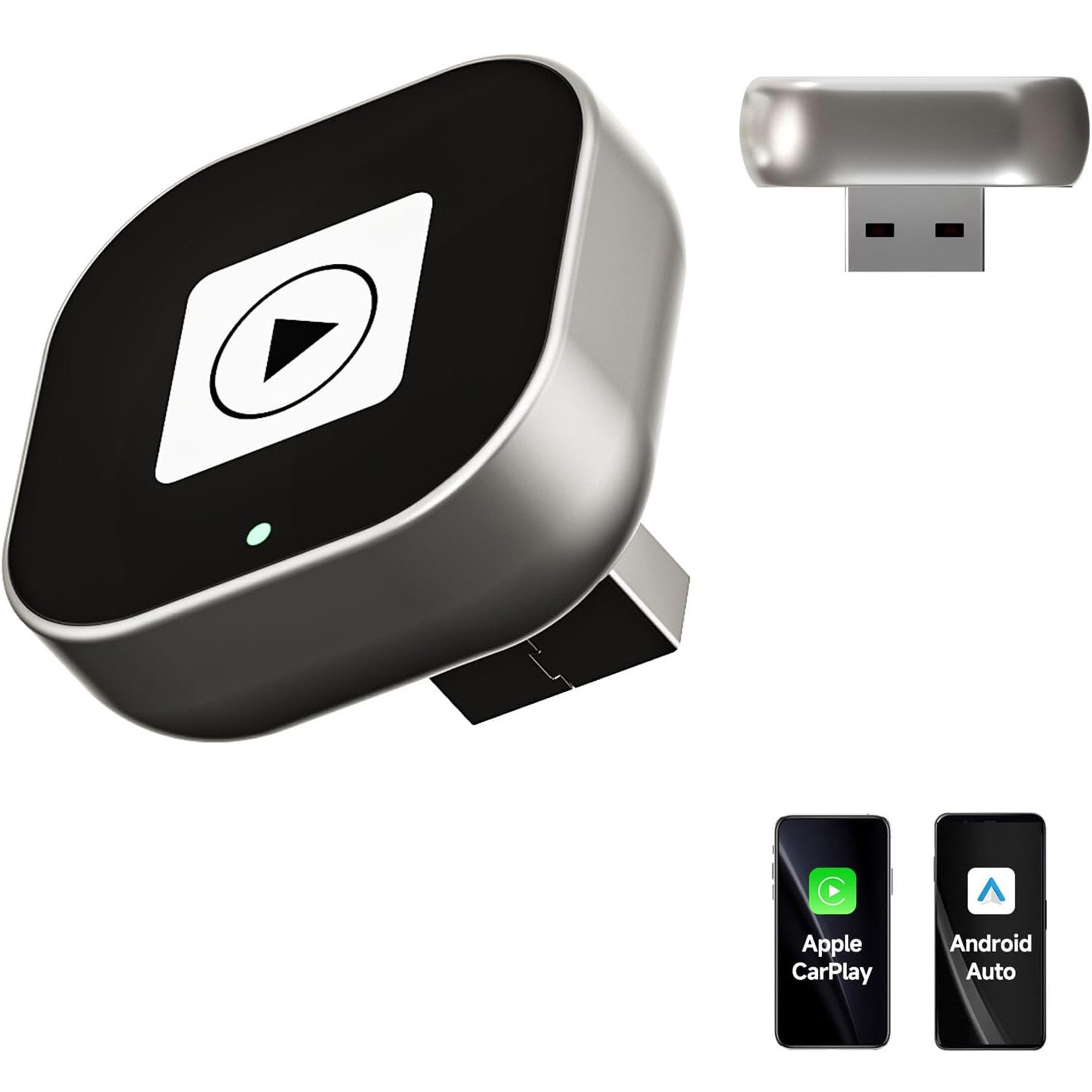 Senmudi Wireless CarPlay Адаптери, 2-in-1 CarPlay und Android Auto Адаптери, Plug & Play mit USB C/A,kompatibel mit iOS 10+&Autos mit Wired CarPlay
