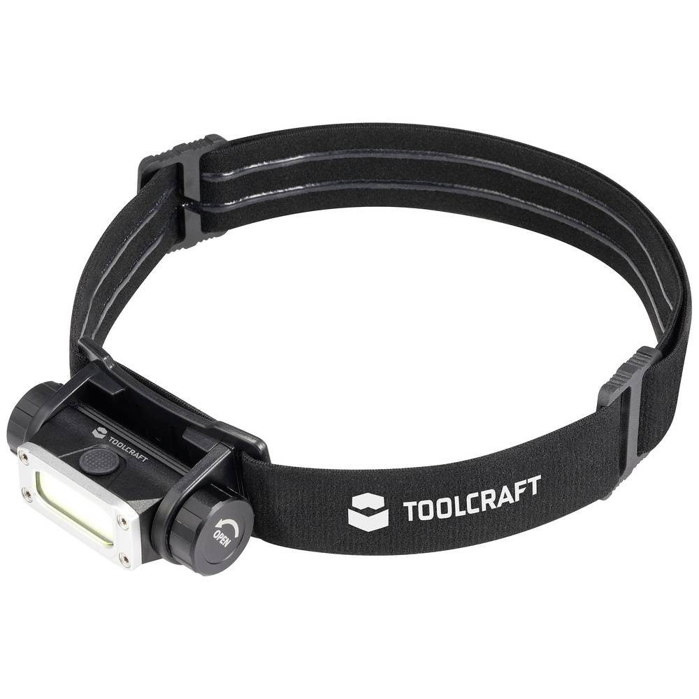 TOOLCRAFT LED Stirnlampe LED COB Aluminium-Stirnlampe, 450 LM, wiederaufladbar TO-9469515, verstellbar