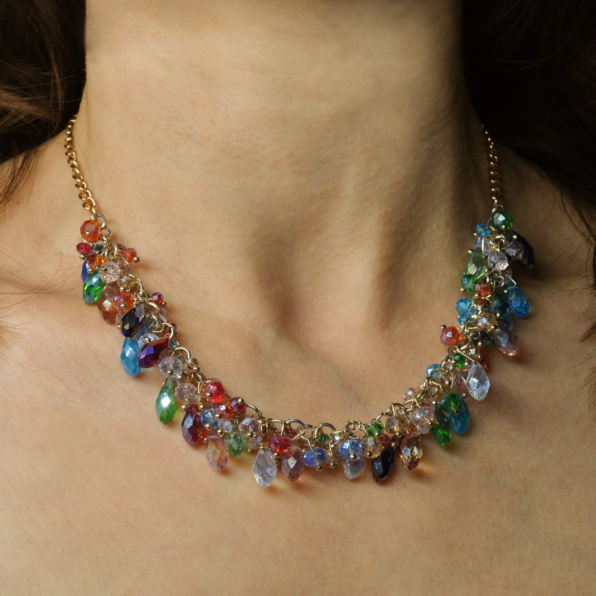 Steuer Collierkettchen Collier mit bunter Glaszierde günstig online kaufen