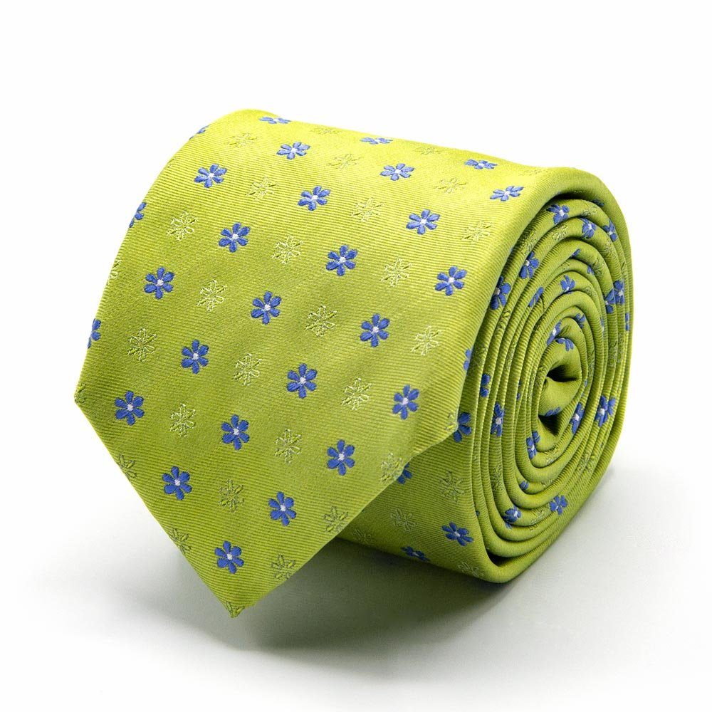 BGENTS Krawatte Seiden-Jacquard Krawatte mit Blüten-Muster Breit (8 cm) Greenery